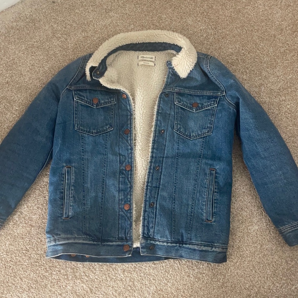 XXS Madewell Oversized Sherpa Lined Denim Jacket (Like New)